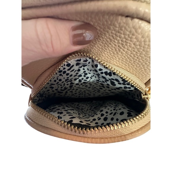 Mali+Lil crossbody phone bag small tan pebbled leather glitter strap - Picture 12 of 13